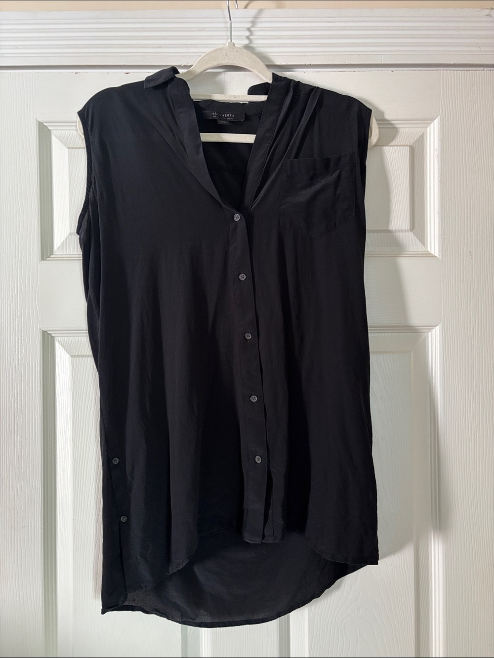 All Saints Sleeveless Button-Front Black Women's Top